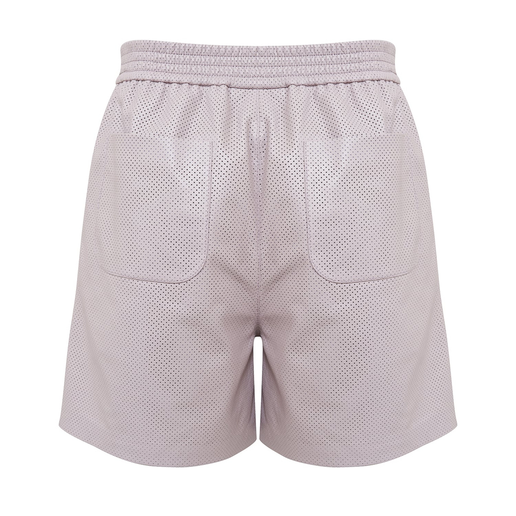 Ines Light Rose Kadın Yüksek Bel Perforeli Deri Şort