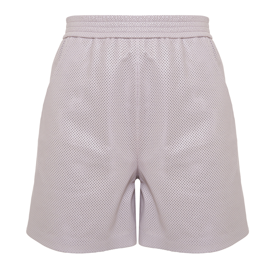 Ines Light Rose Kadın Yüksek Bel Perforeli Deri Şort