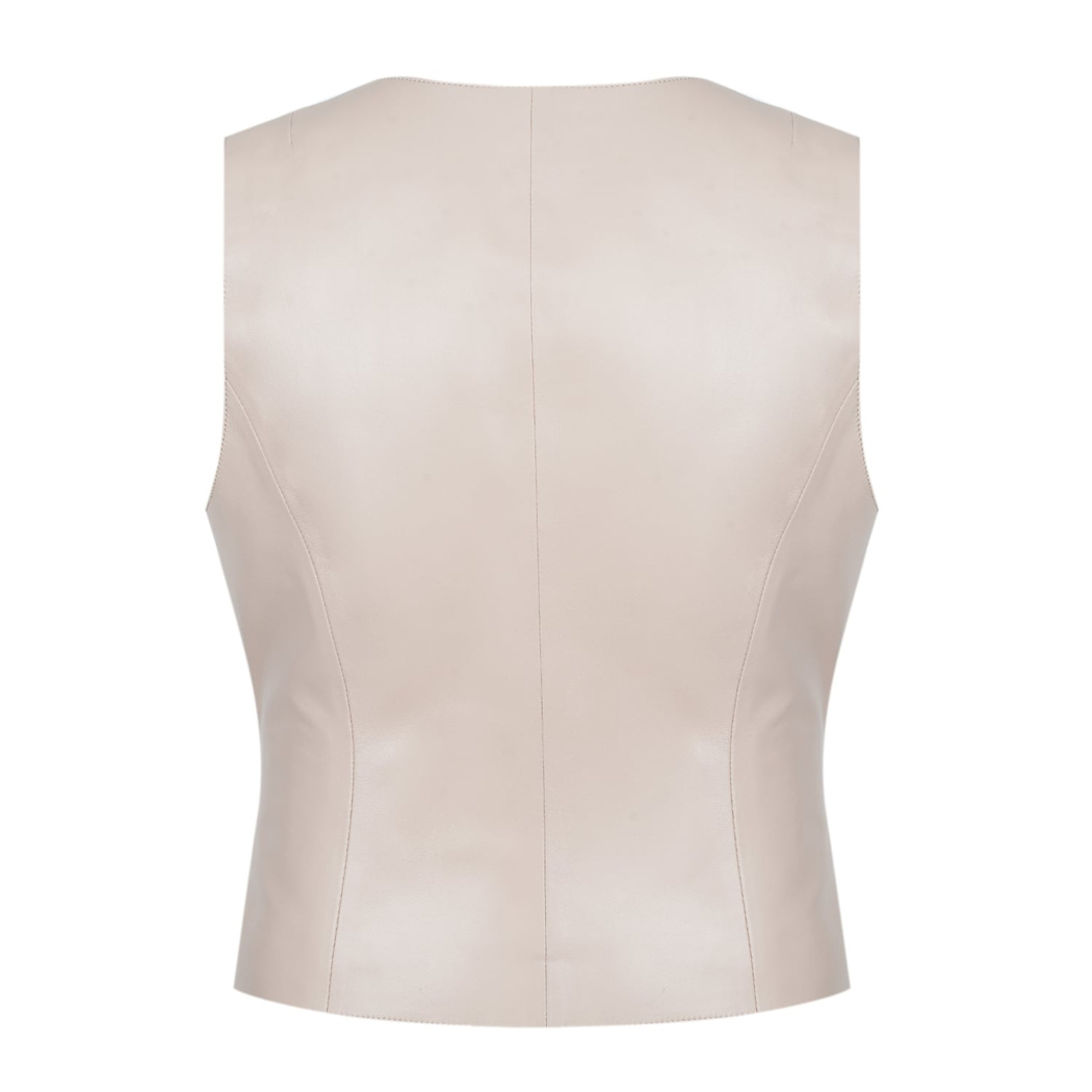 Itala Bej Kadın Deri Yelek