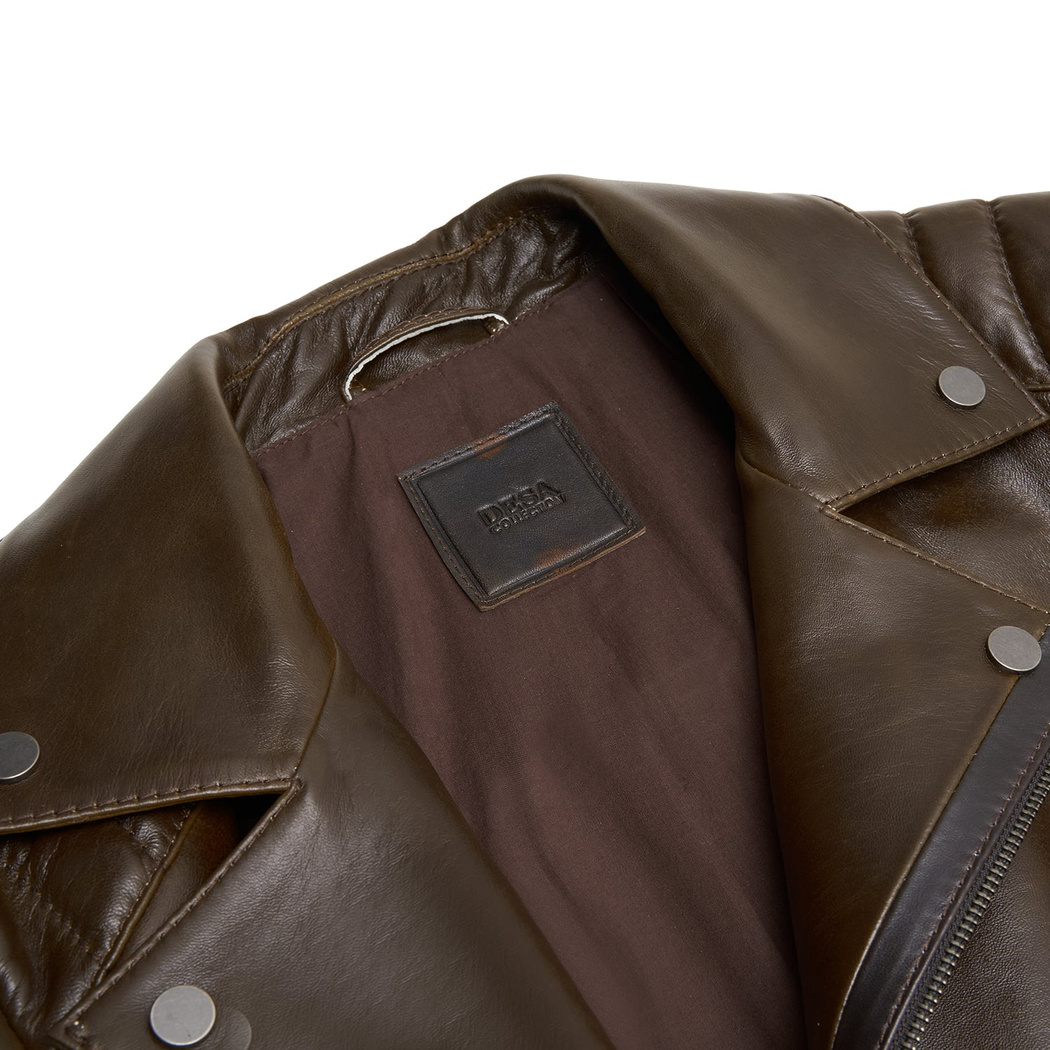 Italo Erkek Deri Biker Mont