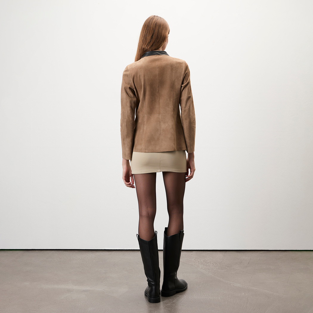 Jane Siyah Süet Kadın Çift Taraflı Süet Deri Pardösü