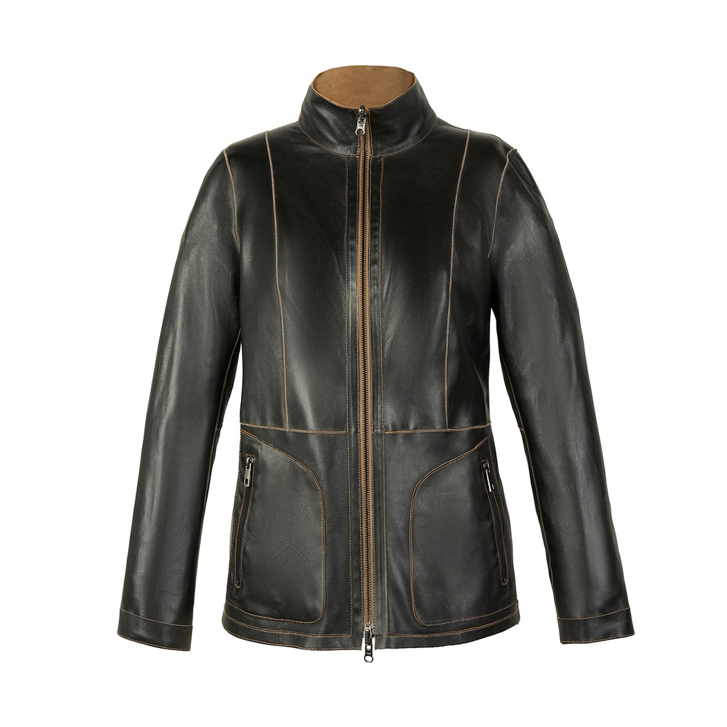 Jane Siyah Süet Kadın Çift Taraflı Süet Deri Pardösü