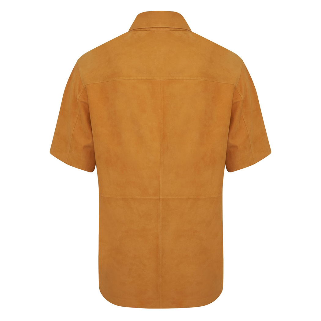 Jemma Turuncu Kadın Kısa Kollu Süet Deri Gömlek