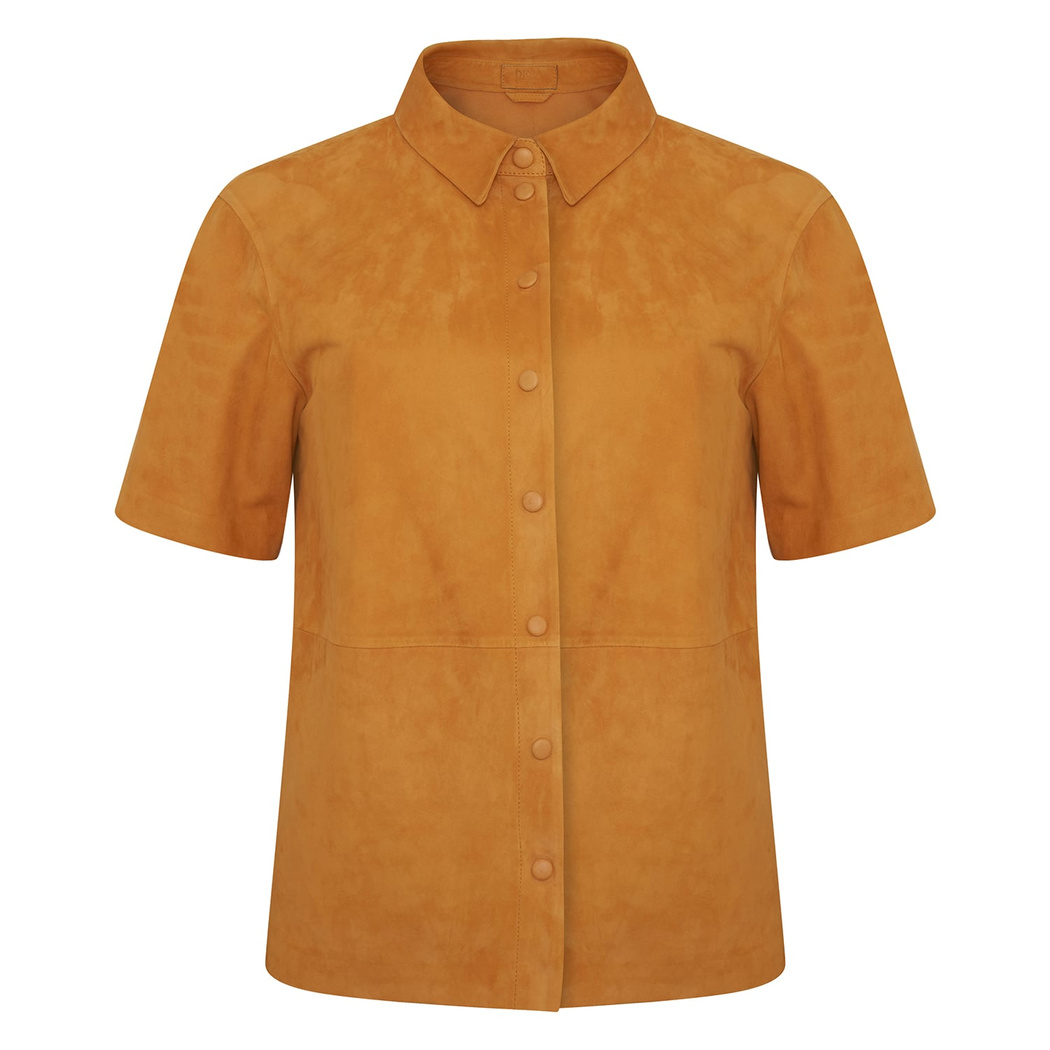 Jemma Turuncu Kadın Kısa Kollu Süet Deri Gömlek