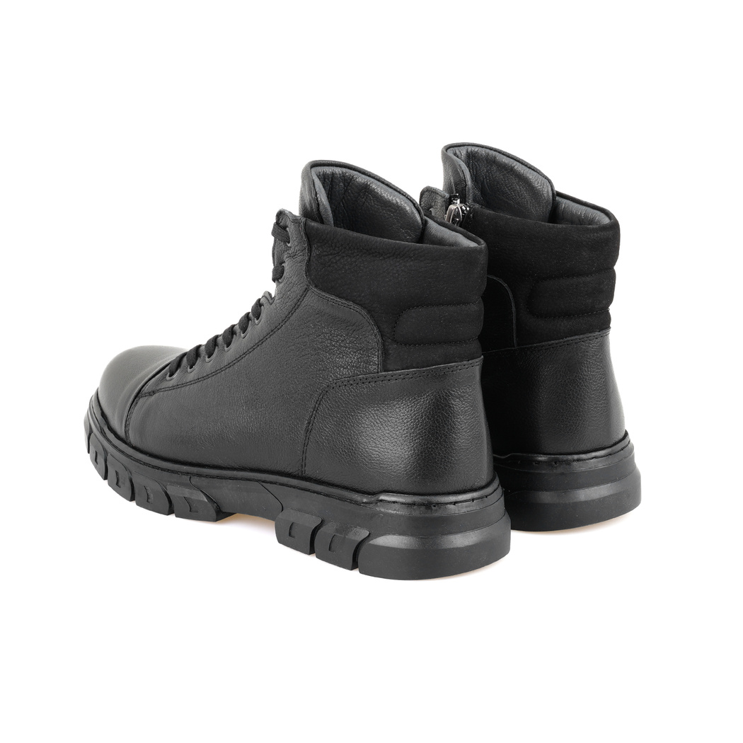 Johnny Siyah Erkek Fermuarlı Deri Bot