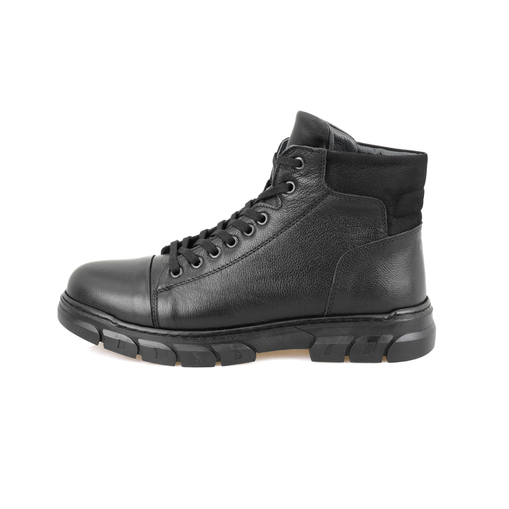 Johnny Siyah Erkek Fermuarlı Deri Bot