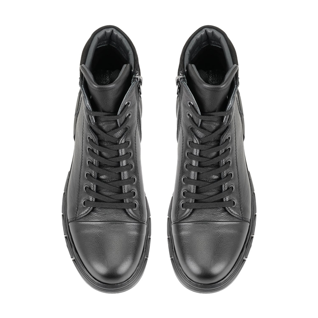 Johnny Siyah Erkek Fermuarlı Deri Bot