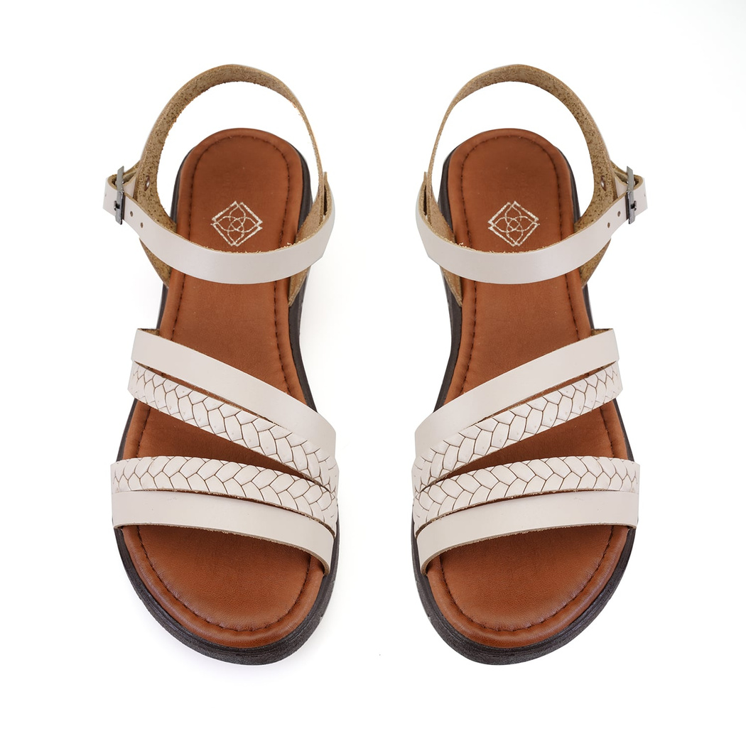 Jolene Bej Kadın Ayarlanabilir Tokalı Deri Sandalet