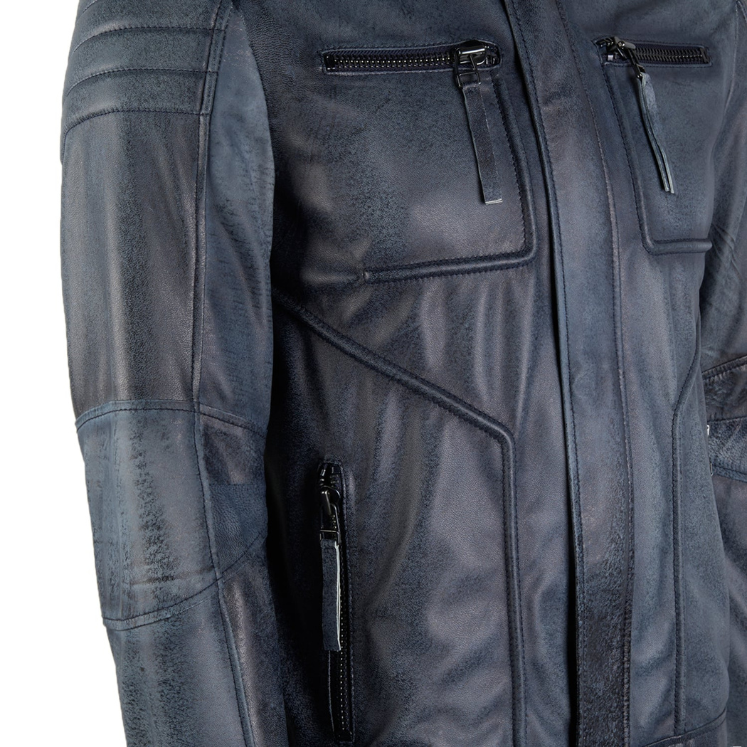 K-9061 ERKEK DERİ MONT, MAVİ, S