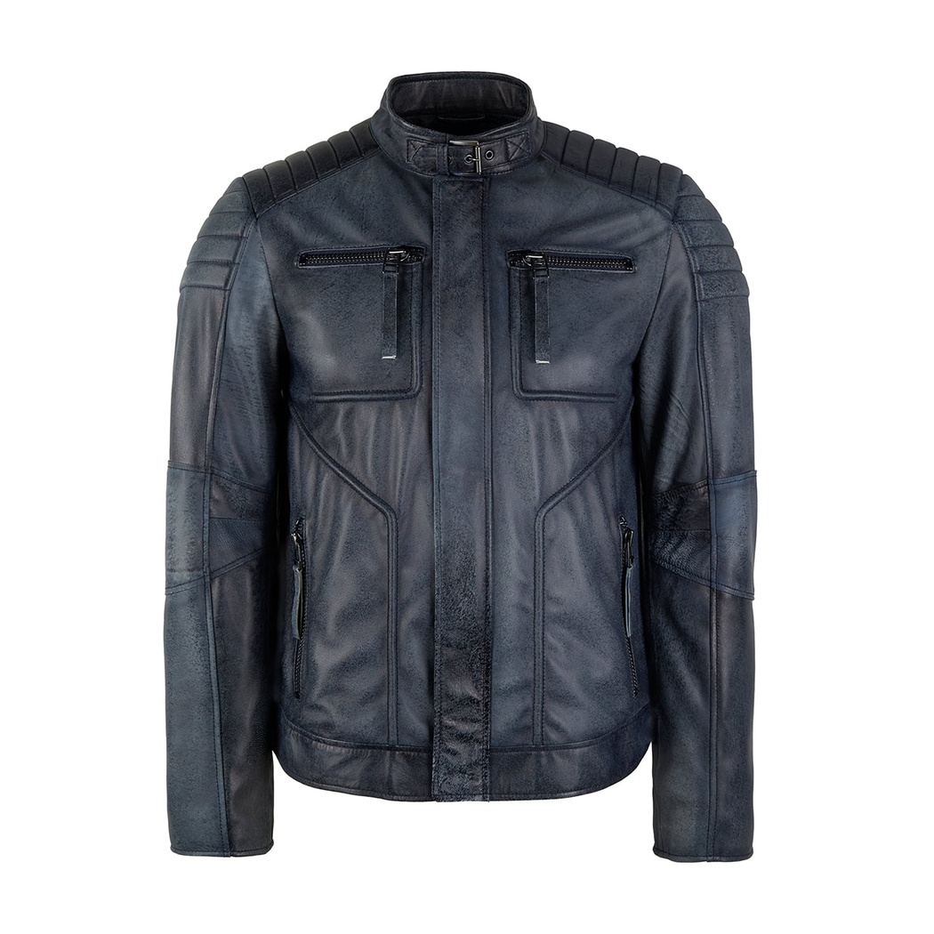 K-9061 ERKEK DERİ MONT, MAVİ, S