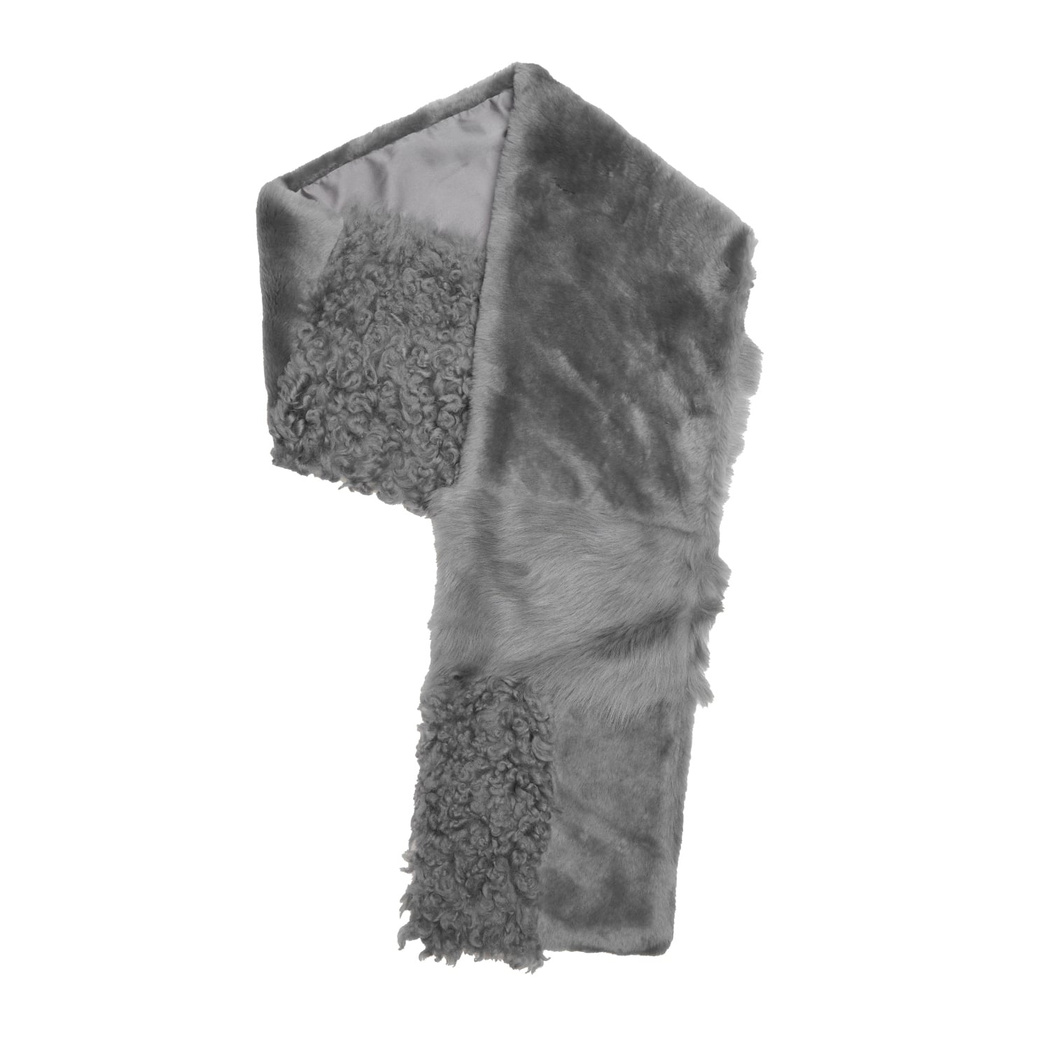 K11392 KADIN KÜRK ŞAL YAKA, GREY PEAR, S