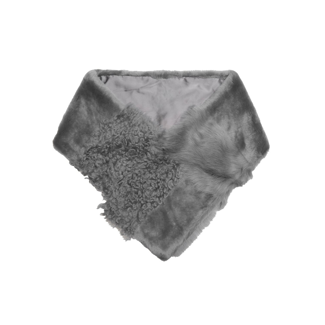 K11392 KADIN KÜRK ŞAL YAKA, GREY PEAR, S