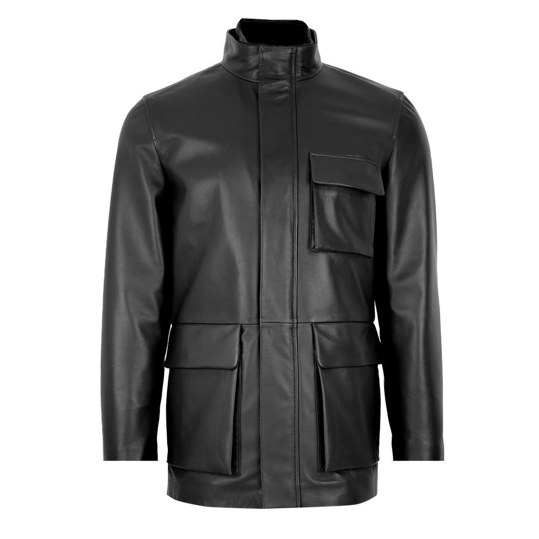 K14084 ERKEK DERİ MONT, SIYAH, XXXL