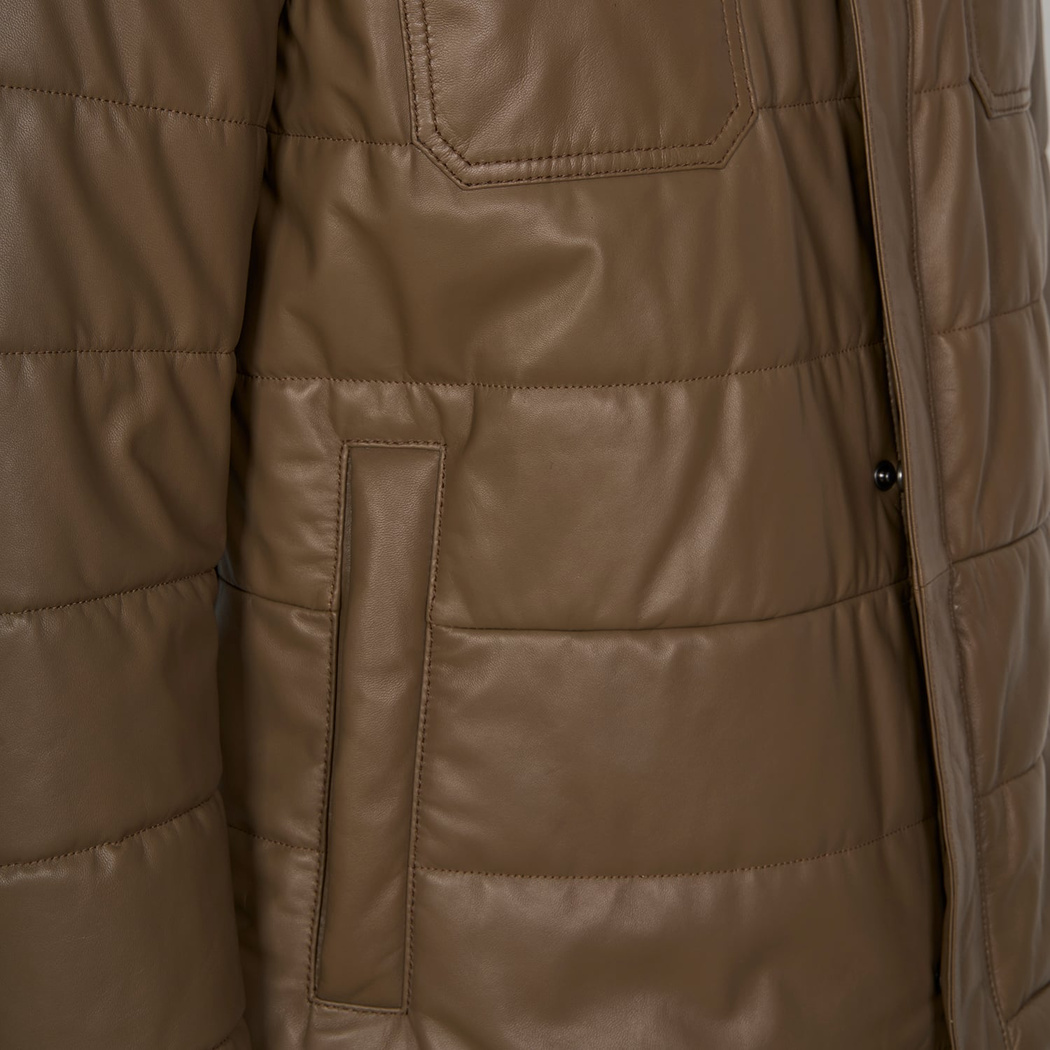 K15003 ERKEK KAPÜŞONLU DERİ MONT