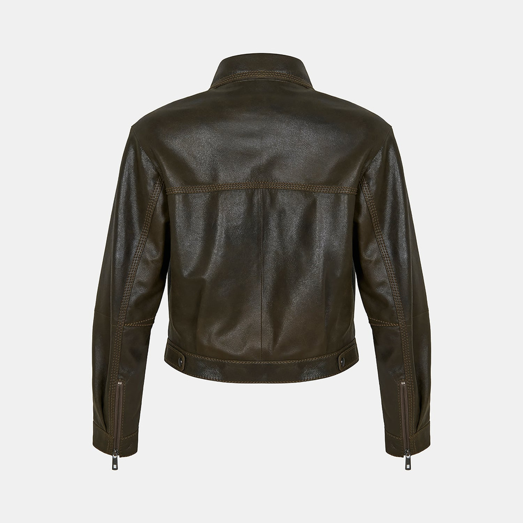 K15028 KADIN DERİ BOMBER CEKET