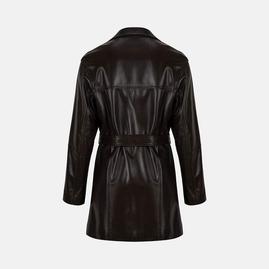 K15069 KADIN DERİ TRENÇKOT