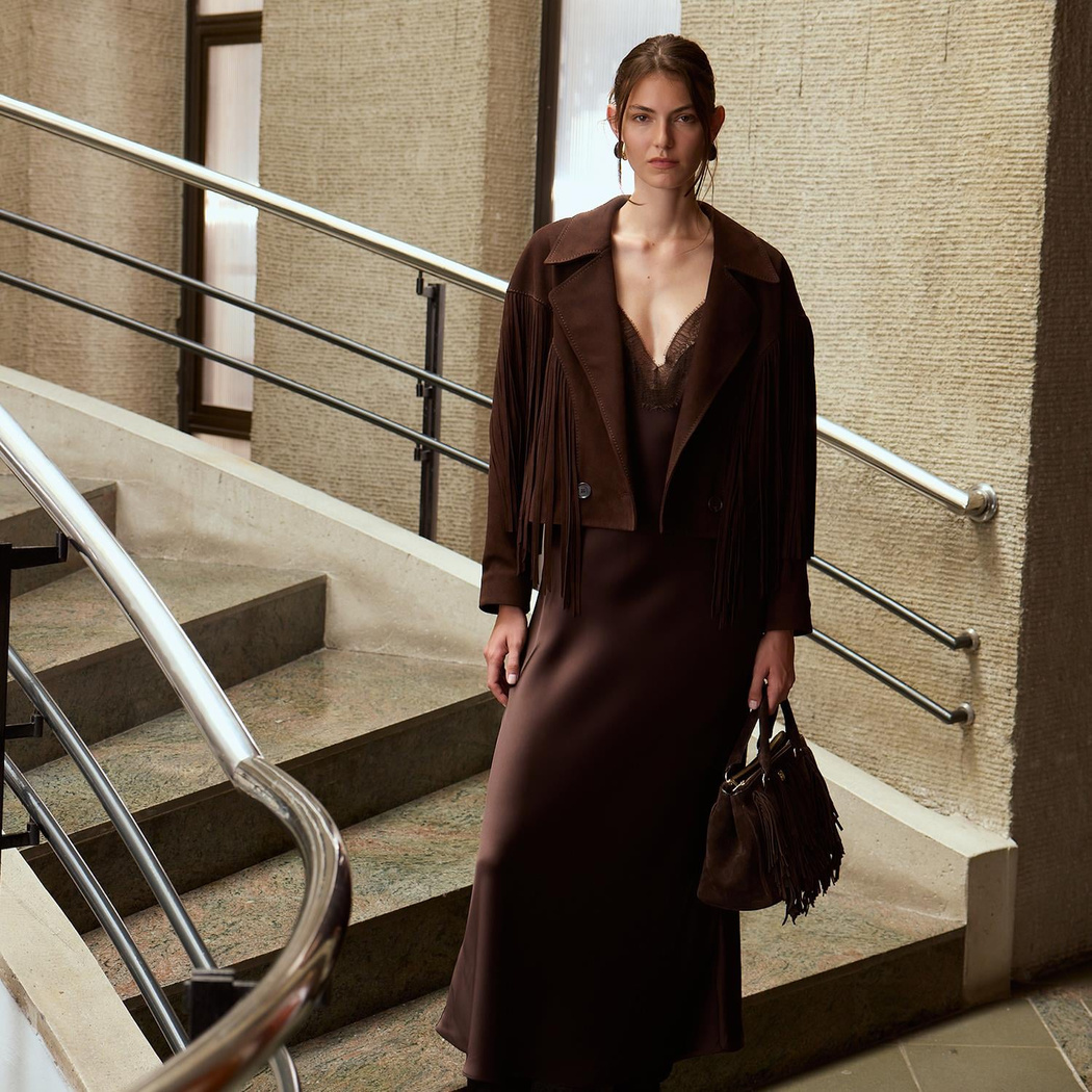 K15071 KADIN PÜSKÜLLÜ SÜET CEKET