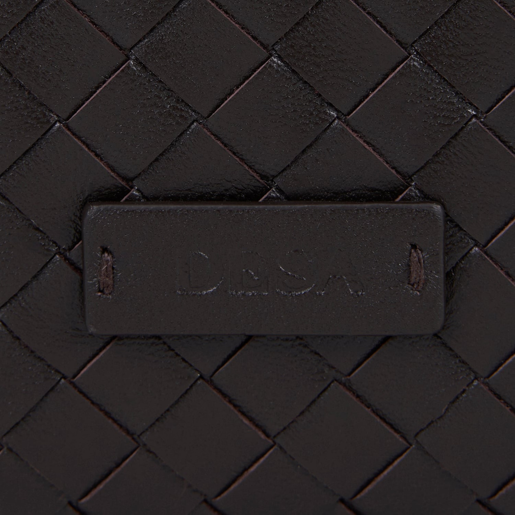 Kadın Acı Kahve El Örgüsü Deri Clutch