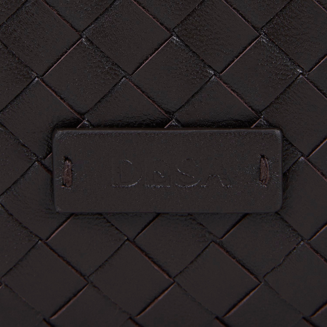 Kadın Acı Kahve El Örgüsü Deri Clutch