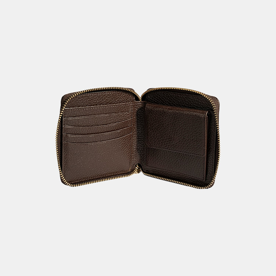 Kadın Acı Kahve Fermuarlı Deri Cüzdan