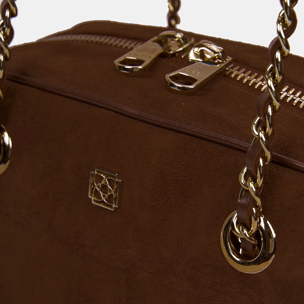 Kadın Acı Kahve Zincir Askılı Süet Deri Omuz Çantası