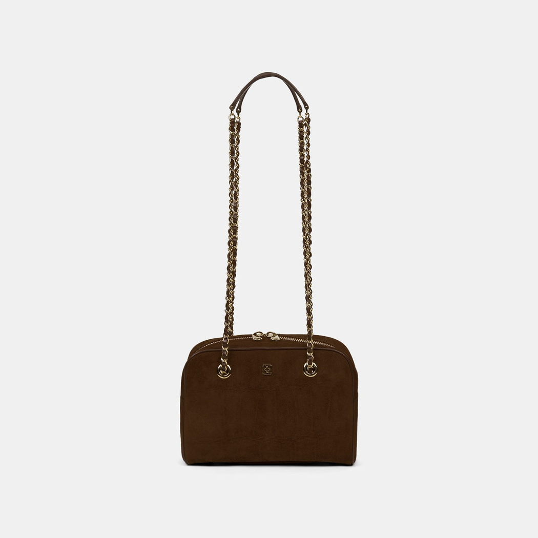 Kadın Acı Kahve Zincir Askılı Süet Deri Omuz Çantası