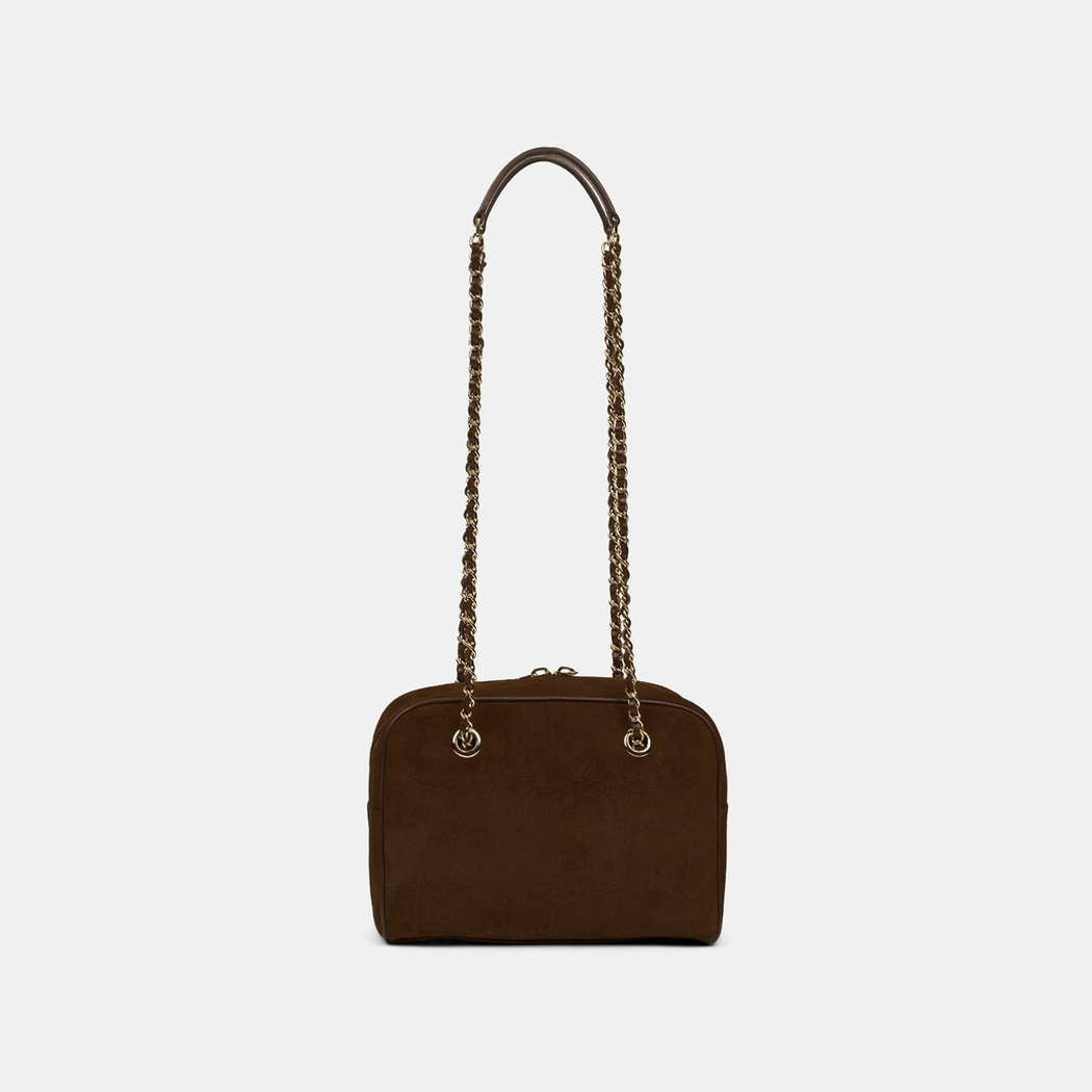 Kadın Acı Kahve Zincir Askılı Süet Deri Omuz Çantası