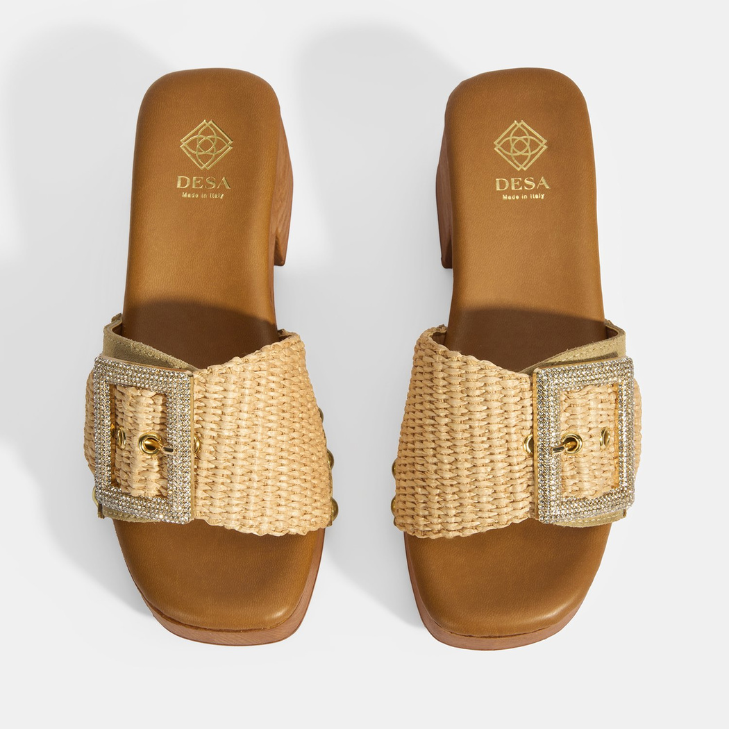 Kadın Bej Ayarlanabilir Toka Detaylı Topuklu Terlik