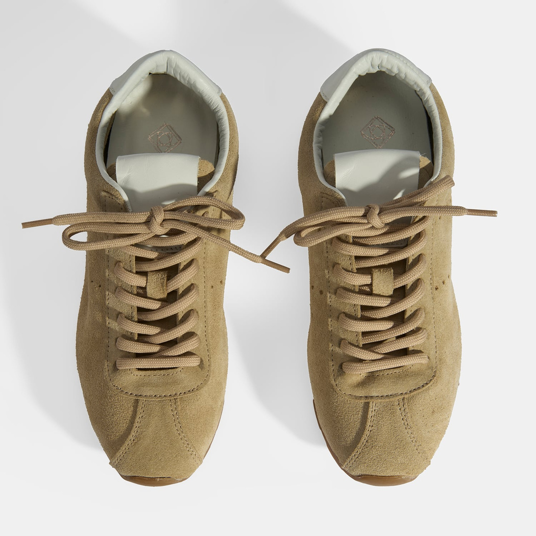 Kadın Bej Bağcıklı Süet Spor Ayakkabı