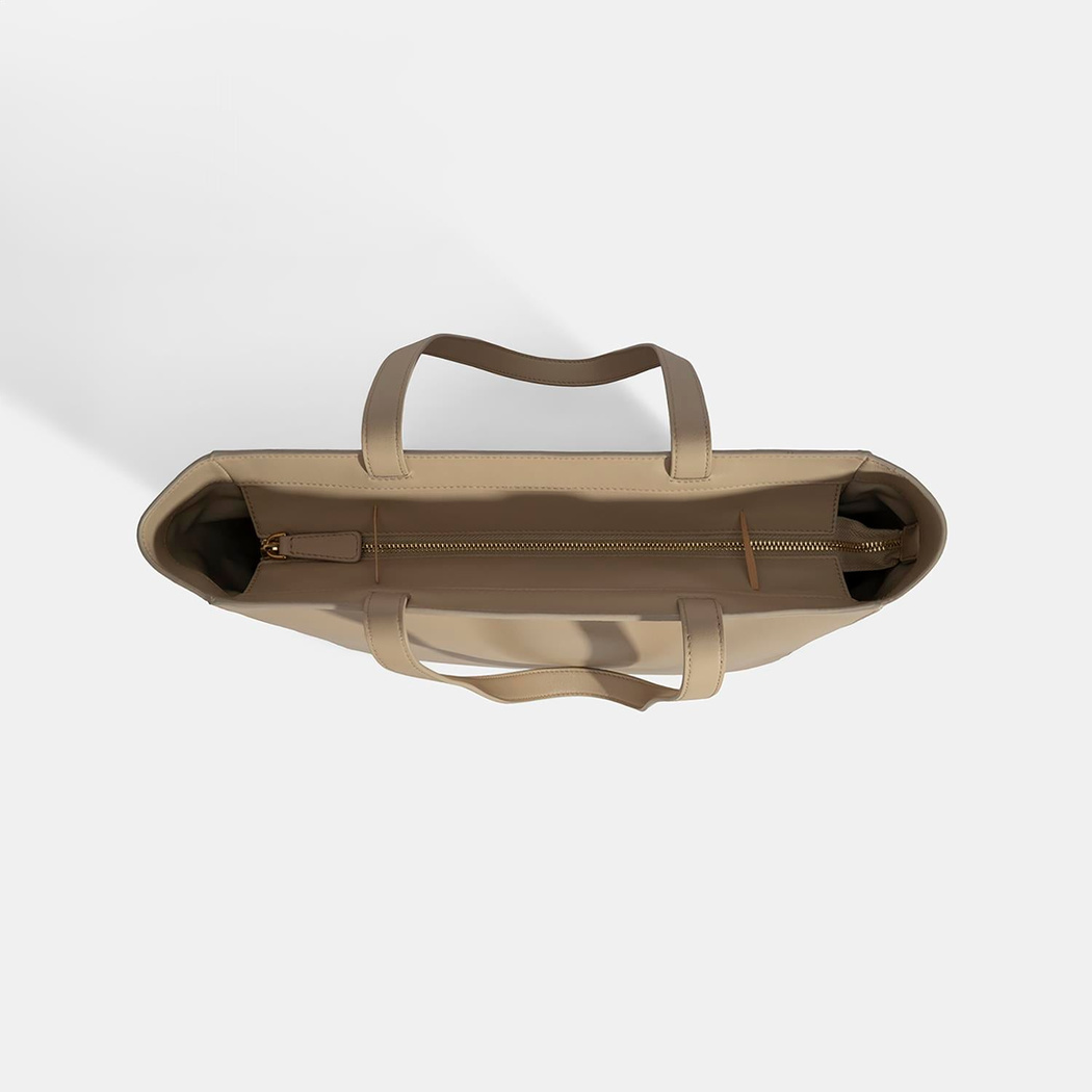 Kadın Bej Deri Omuz Çantası