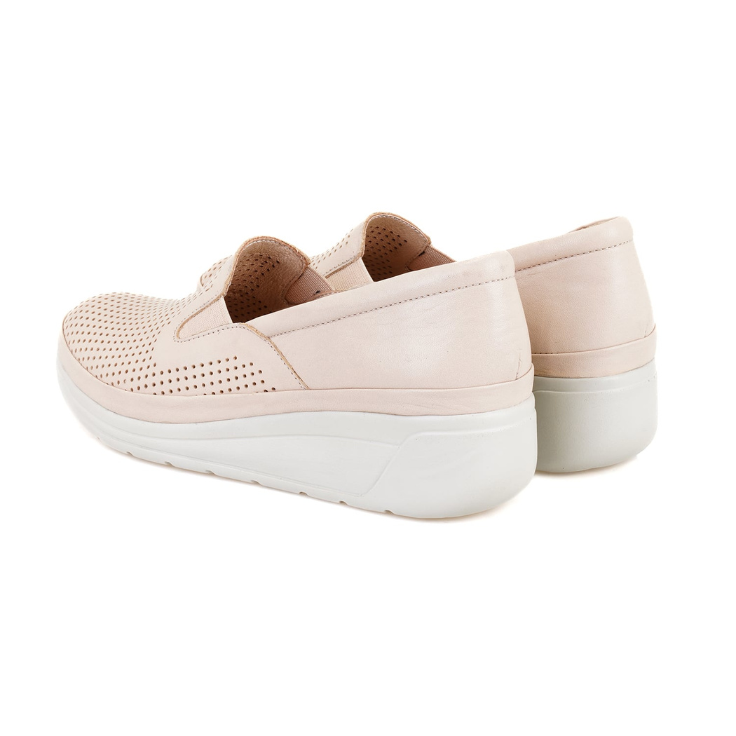 Kadın Bej Dolgu Topuklu Deri DesaComfort Günlük Ayakkabı