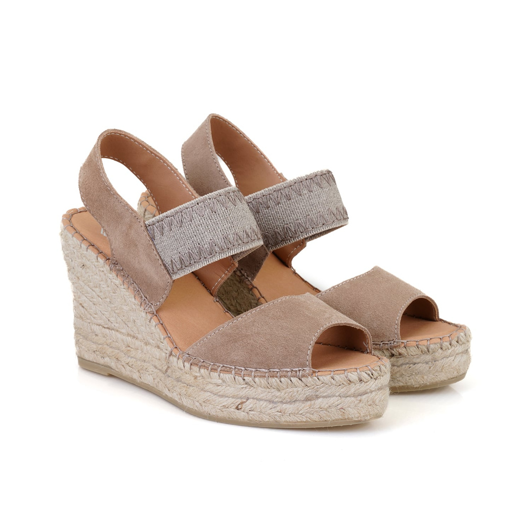 Kadın Bej Dolgu Topuklu Espadril Sandalet