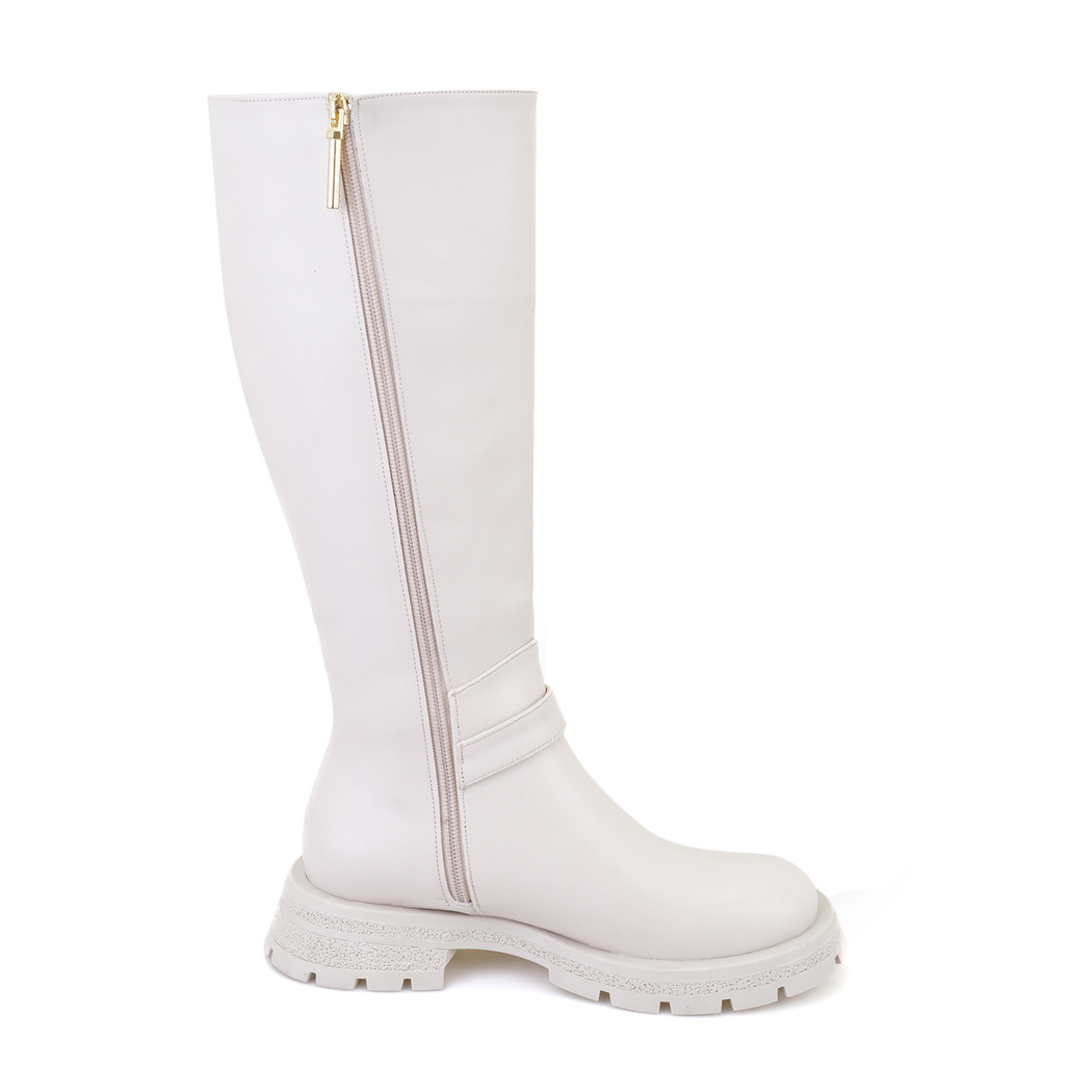 Kadın Bej Fermuarlı Çizme