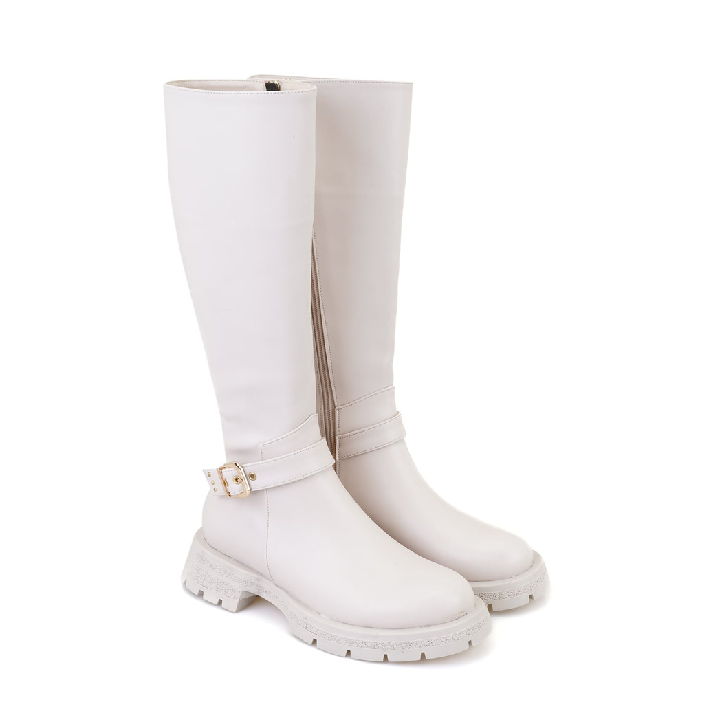 Kadın Bej Fermuarlı Çizme