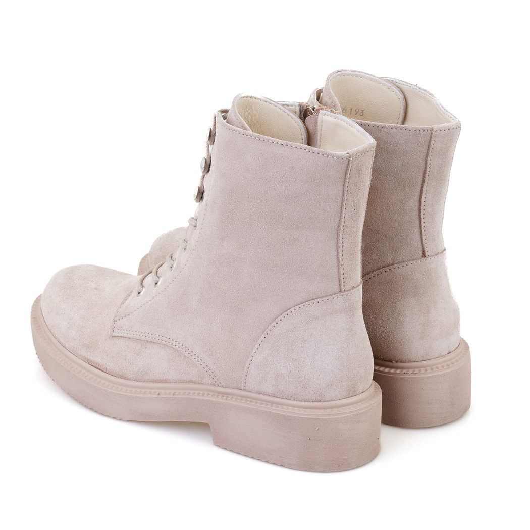 Kadın Bej Fermuarlı Deri Postal Bot