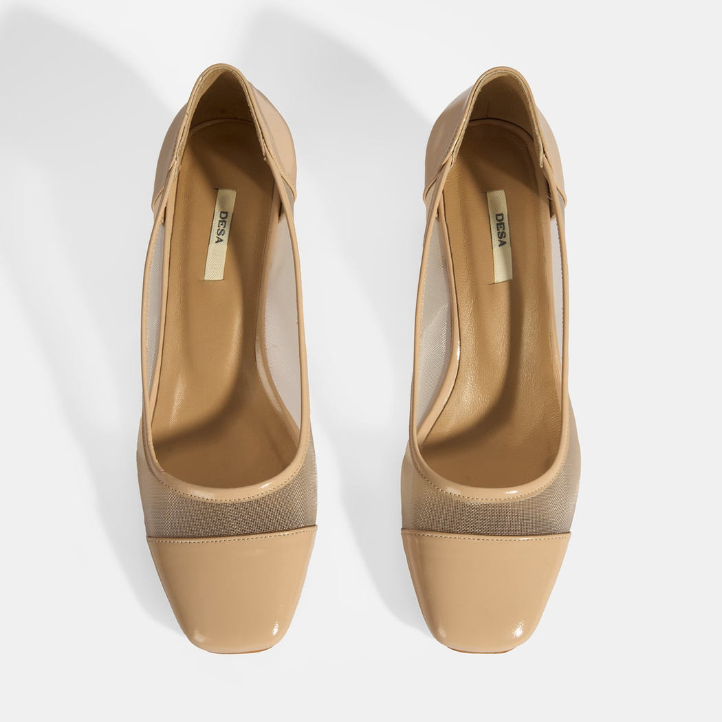 Kadın Bej File Detaylı Topuklu Klasik Ayakkabı