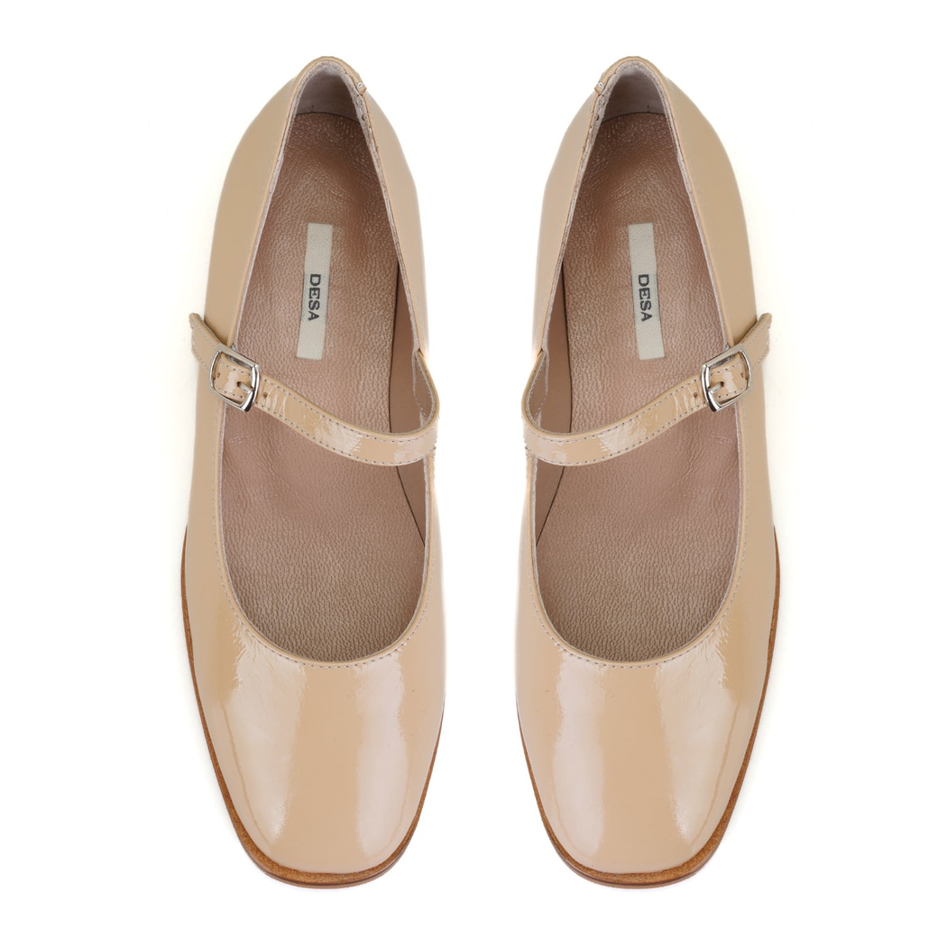 Kadın Bej Mary Jane Deri Babet
