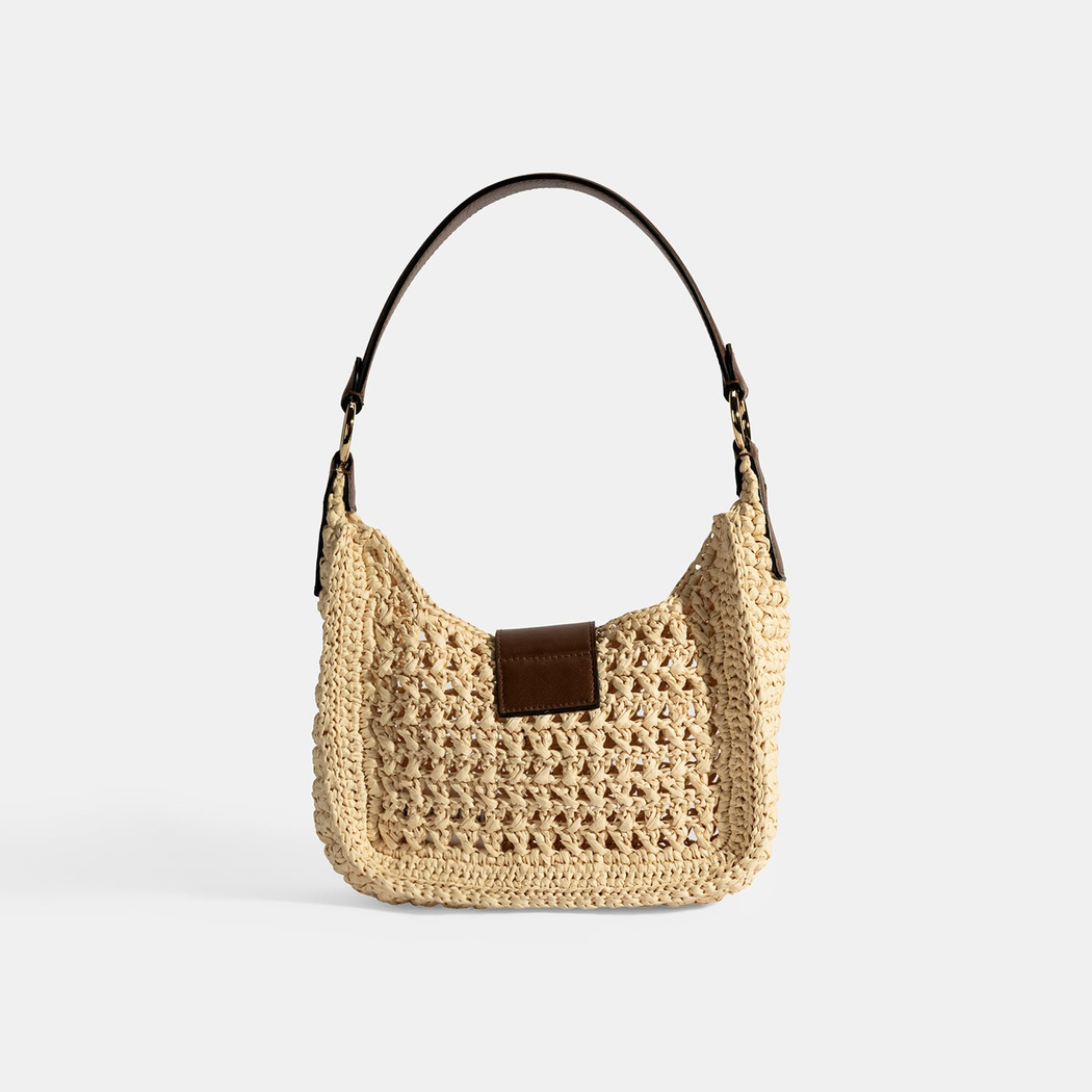 Kadın Bej Monogram Logolu Omuz Çantası 