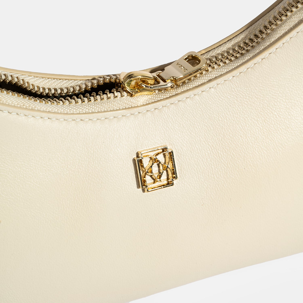 Kadın Bej Omuz Askılı Mini Deri El Çantası