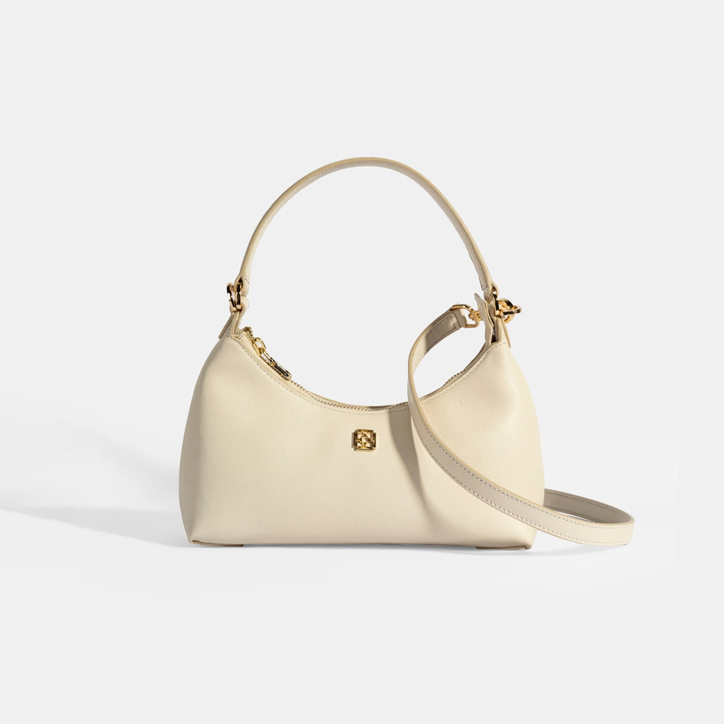 Kadın Bej Omuz Askılı Mini Deri El Çantası