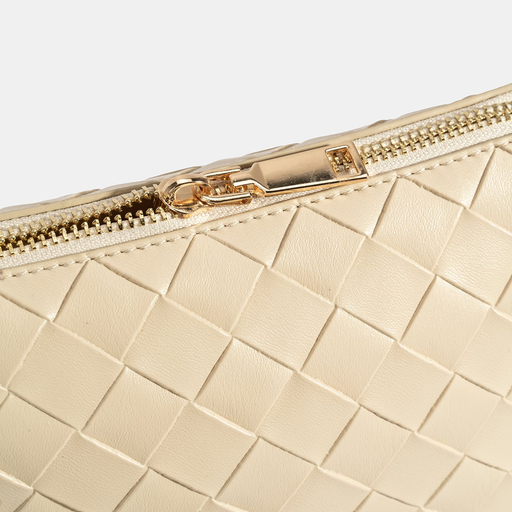 Kadın Bej Örgü Baskılı El Çantası