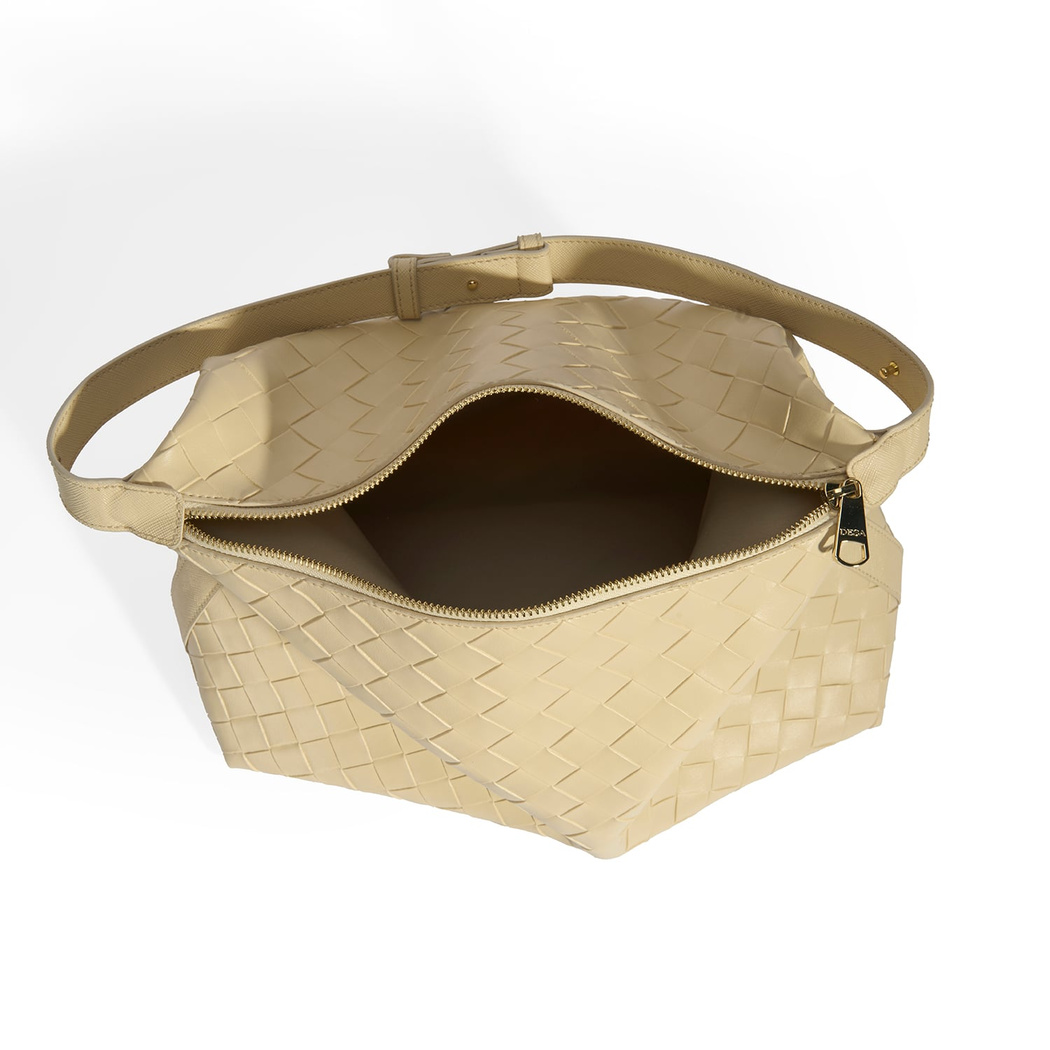 Kadın Bej Örgü Baskılı Omuz Çantası