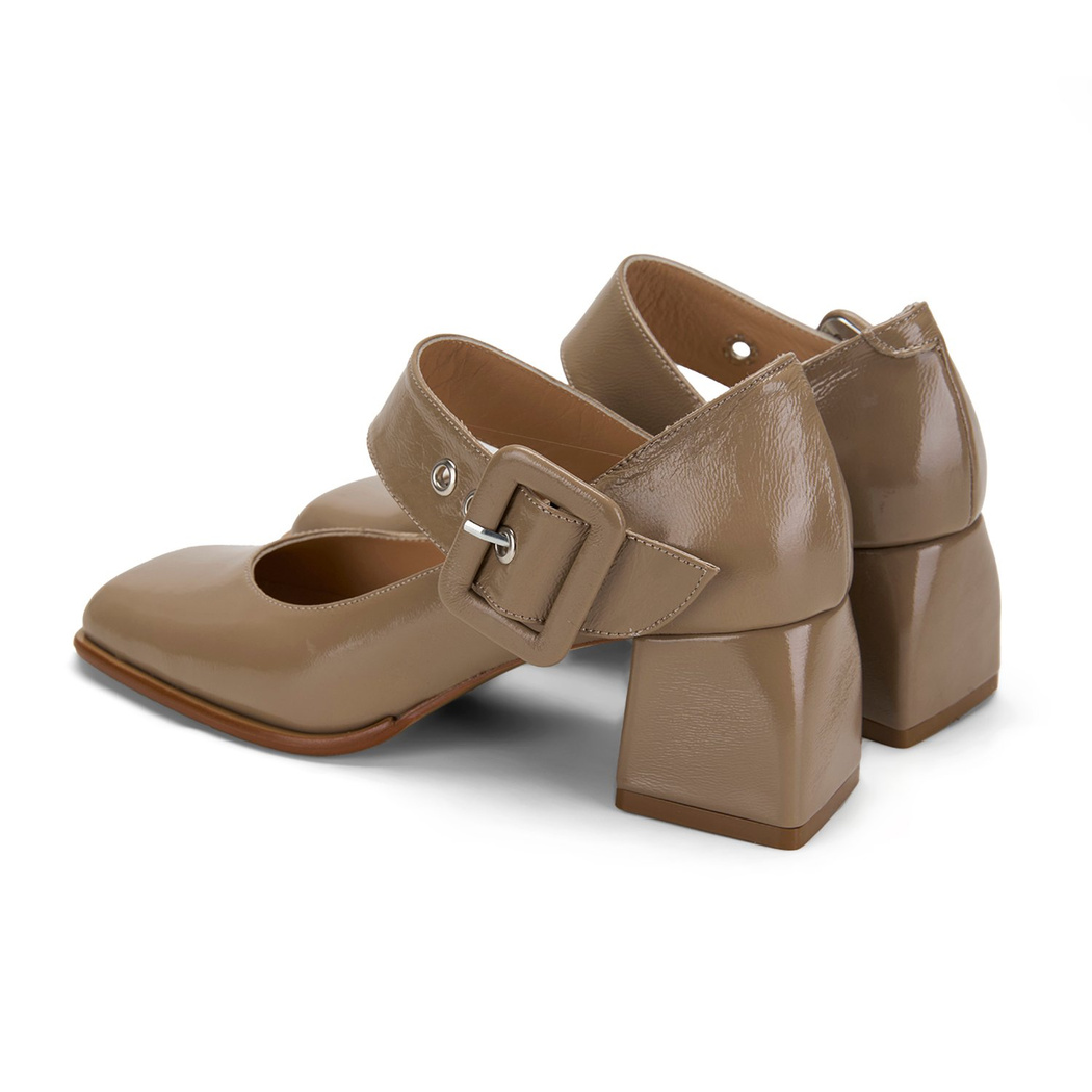 Kadın Bej Rugan Mary Jane Ayakkabı