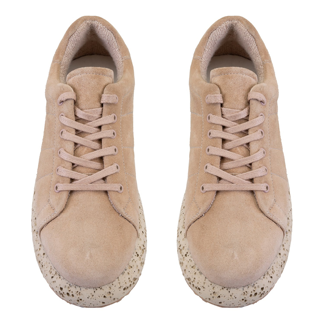 Kadın Bej Süet Deri Günlük Ayakkabı