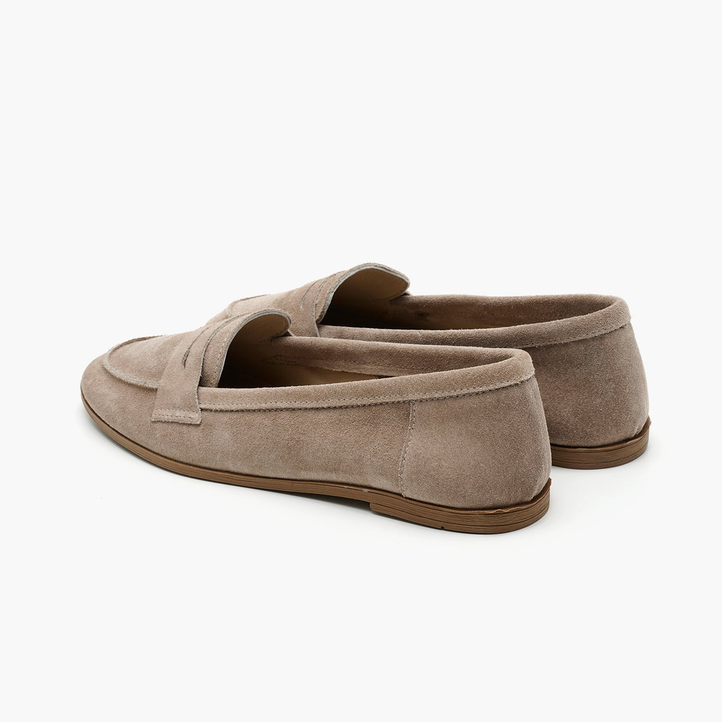 Kadın Bej Süet Deri Loafer