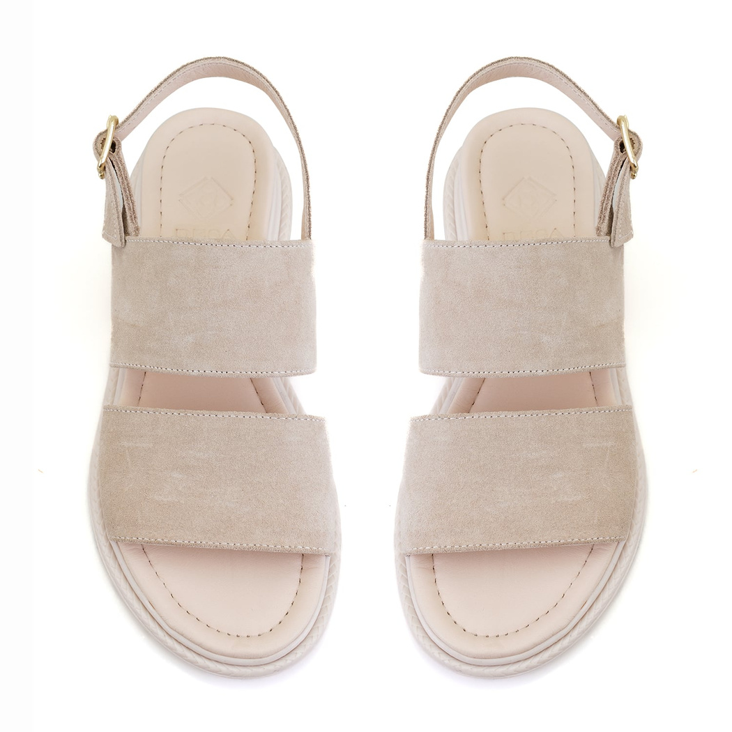 Kadın Bej Süet Deri Sandalet