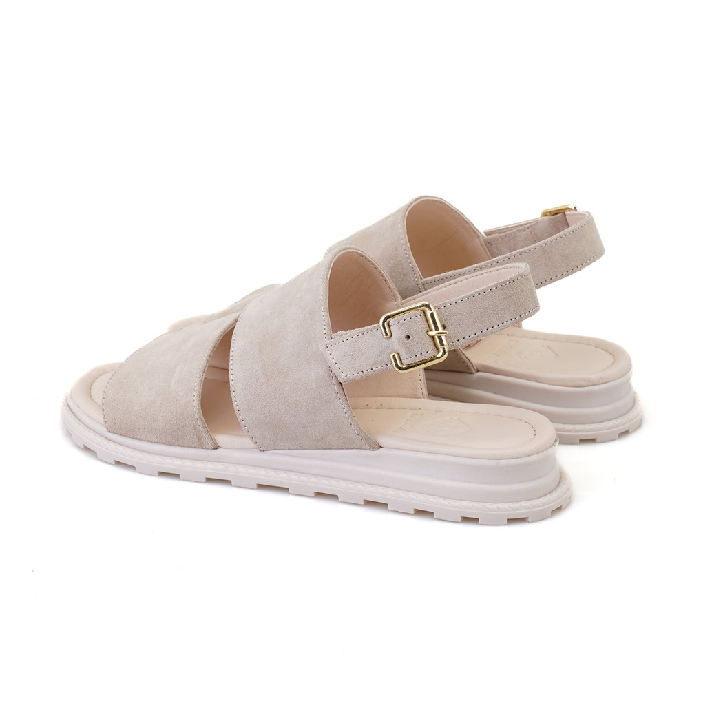 Kadın Bej Süet Deri Sandalet