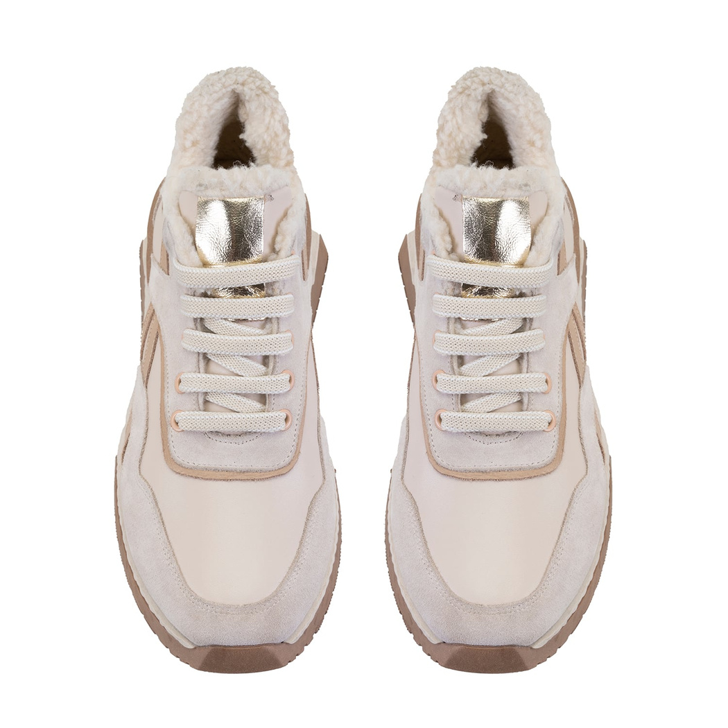 Kadın Bej Süet Deri Spor Ayakkabı