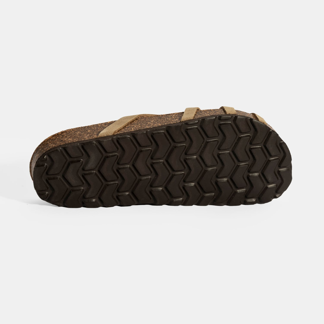 Kadın Bej Taş Detaylı Süet Terlik