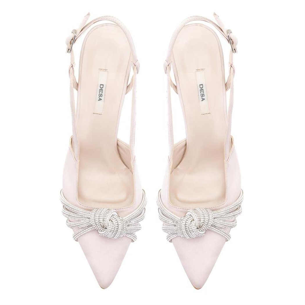 Kadın Bej Taşlı Saten Abiye Ayakkabı